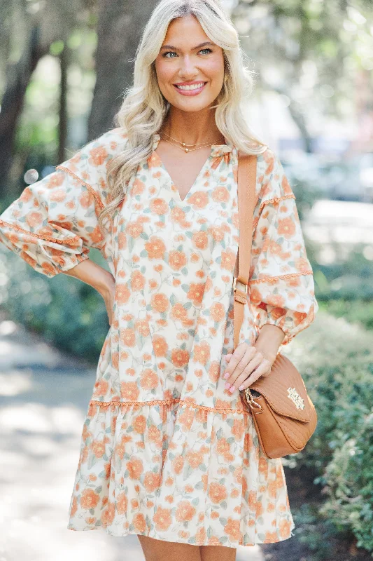 Daily Deals Live To The Fullest Persimmon Orange Floral Dress