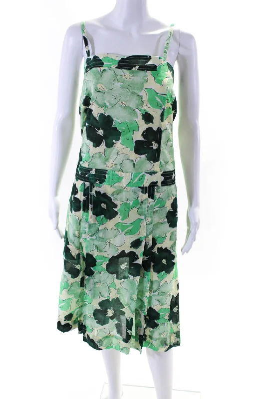 Special Price Plan C Womens Floral Print Big Blooms Cotton Organza Dress Mint Green