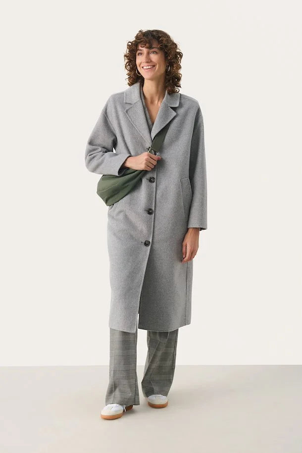 Sale Event Lorel Light Grey Melange Wool Mix Coat