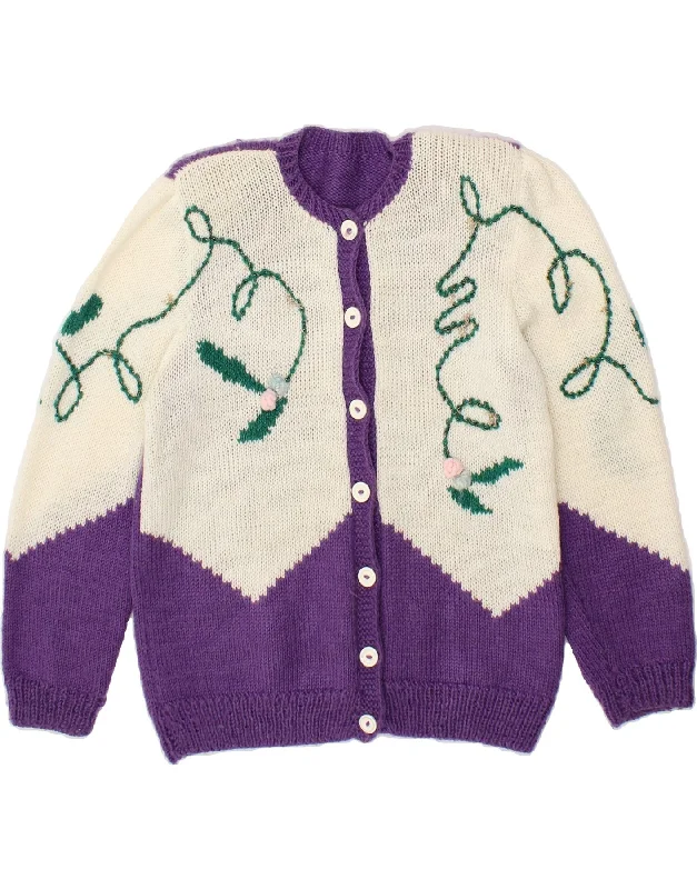 Exclusive Savings VINTAGE Womens Cardigan Sweater UK 14 Large Purple Colourblock