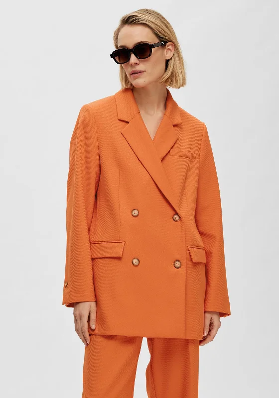 Major Savings Selected Femme Nella Relaxed Blazer, Orangeade