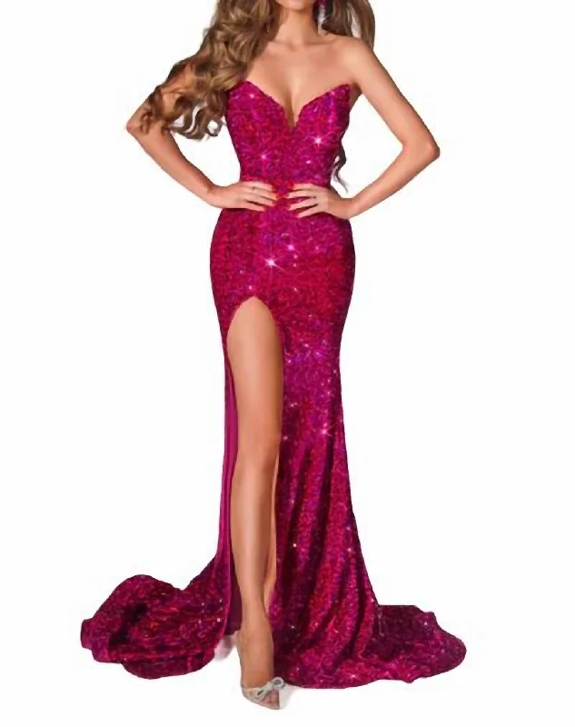 Price Drop Velvet Sequin Maxi Dress In Red