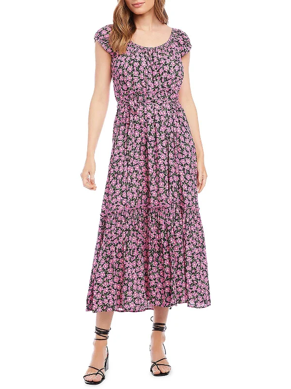 Today’s Deal Womens Floral Scoop Neck Midi Dress
