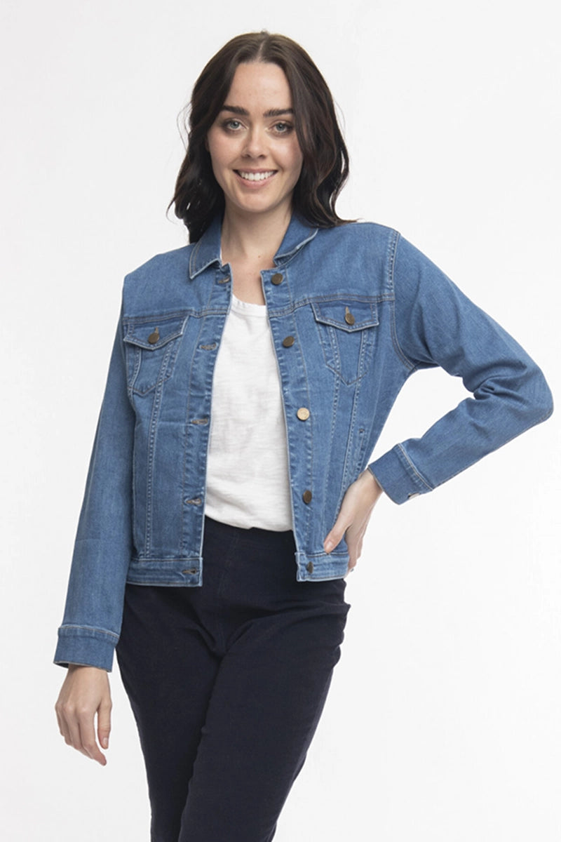 Clearance Items Orientique Denim Jacket Collar in Washed Blue