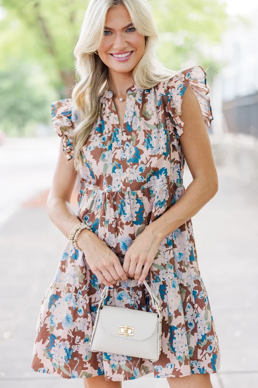 Bargain Blast At This Time Brown Floral Dress