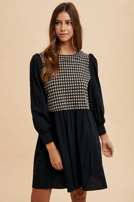 Shop and Save Annie Wear Tie Back Plaid Round Neck Mini Dress