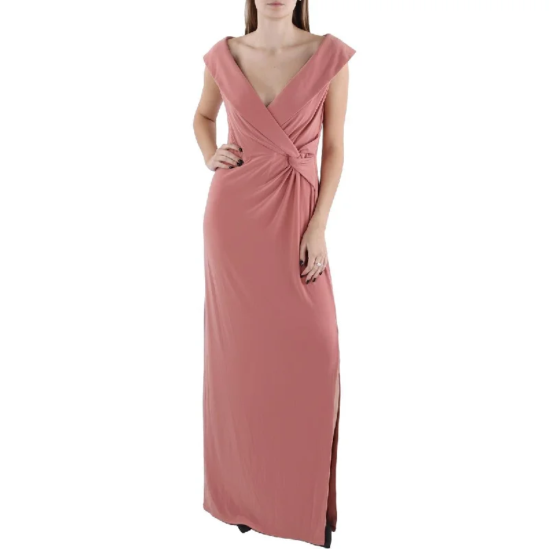 Markdowns Womens Jersey Off-The-Shoulder Evening Dress