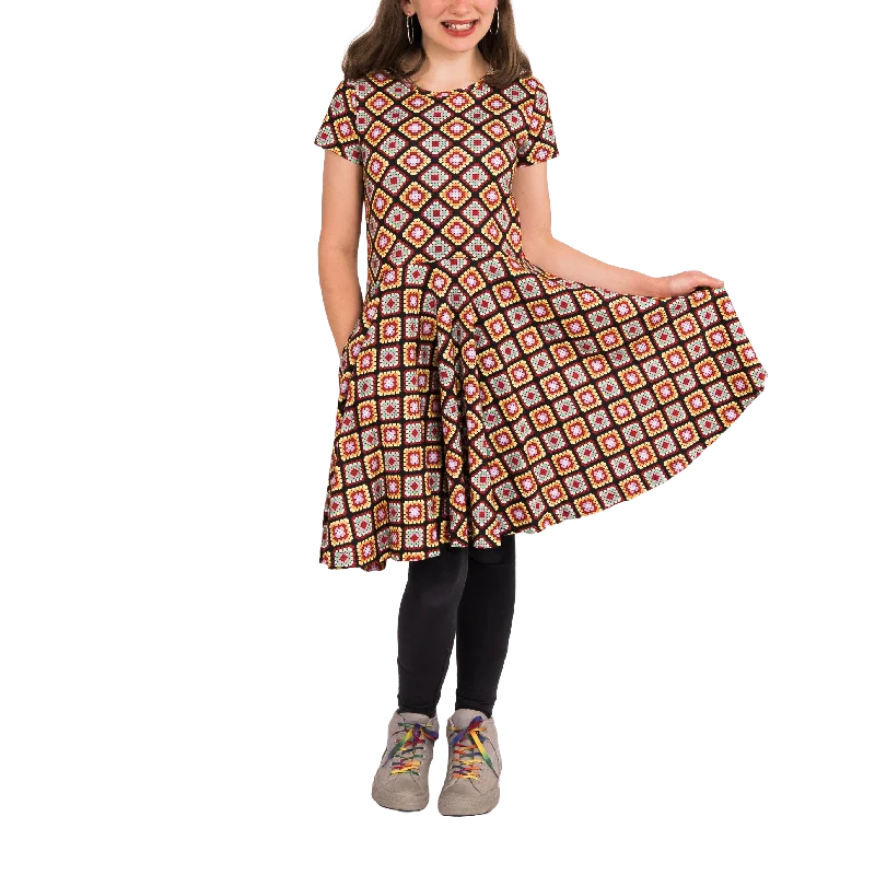 Closeout Sale Granny Squares Kids Twirl Dress [FINAL SALE]