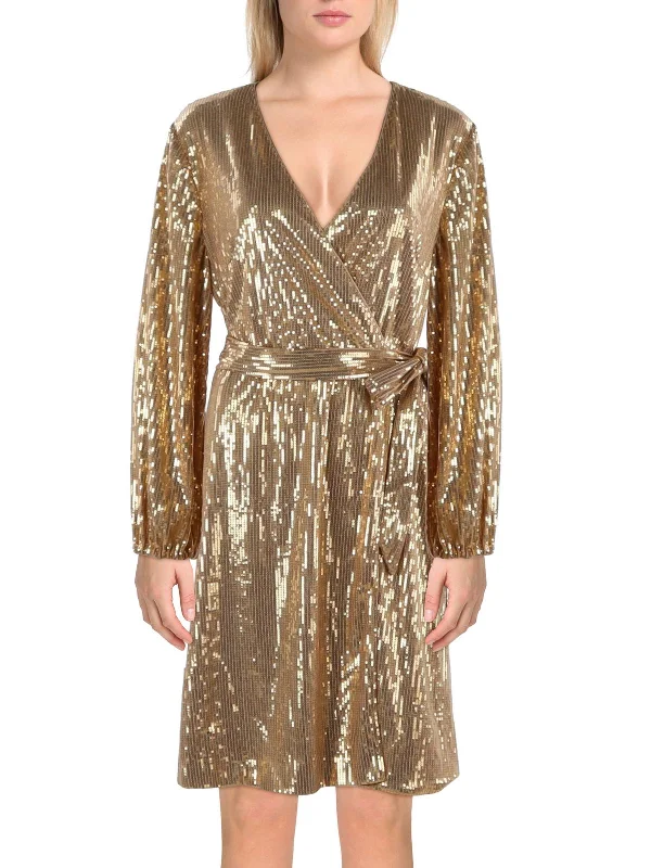 Clearance Items Womens Sequined Long Sleeves Cocktail And Party Dress