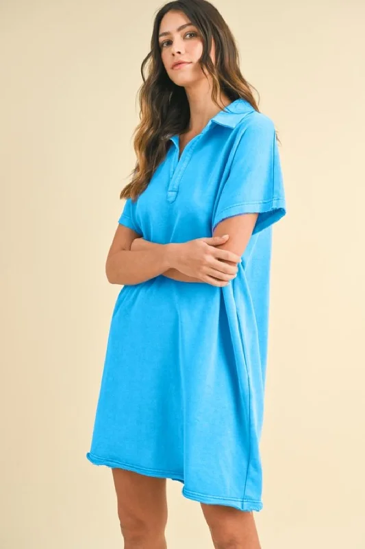 Final Clearance Annie Wear Mineral Washed Johnny Collar Short Sleeve Dress