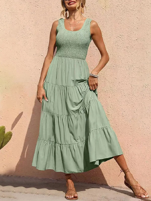 Limited Edition Tiered Smocked Wide Strap Dress