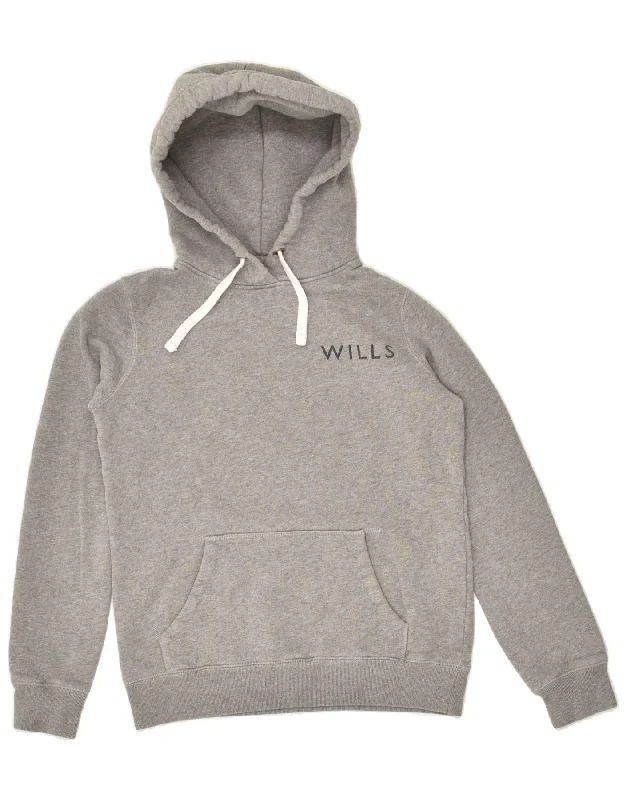 Factory Direct Sale JACK WILLS Womens Graphic Hoodie Jumper UK 6 XS Grey Cotton