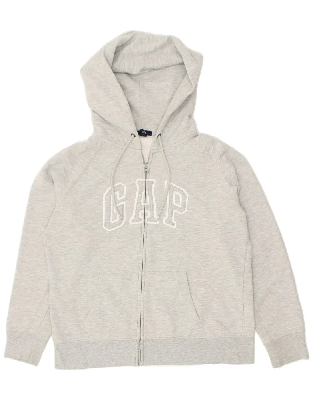 Price Drop GAP Womens Graphic Zip Hoodie Sweater UK 18 XL Grey Cotton