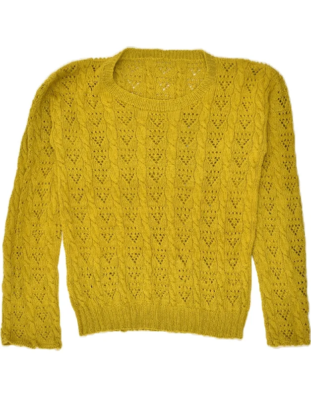 Steals and Deals VINTAGE Womens Boat Neck Jumper Sweater UK 10 Small Yellow