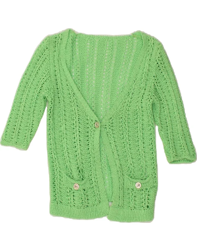 Today's Special VINTAGE Womens Short Sleeve Cardigan Sweater UK 8 Small Green Cotton