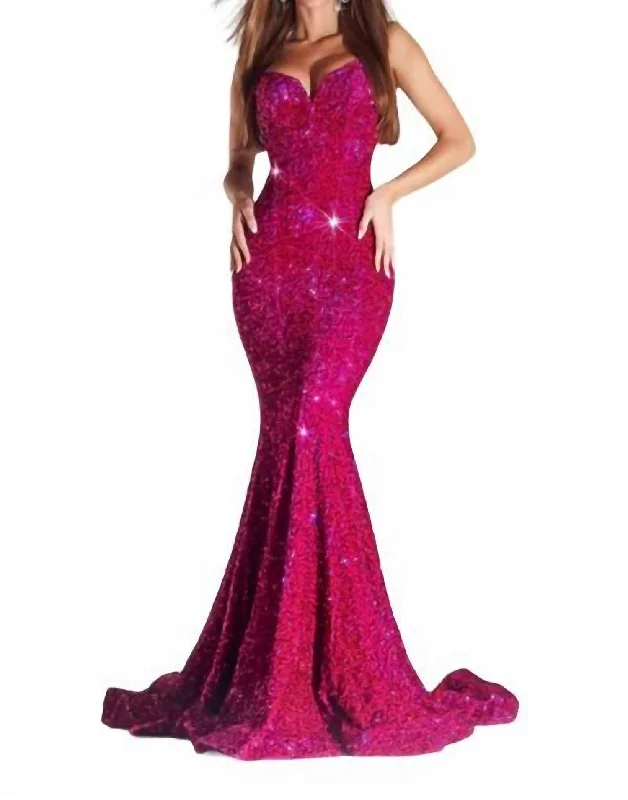 One-DAY Sale Mermaid Prom Dress In Magenta