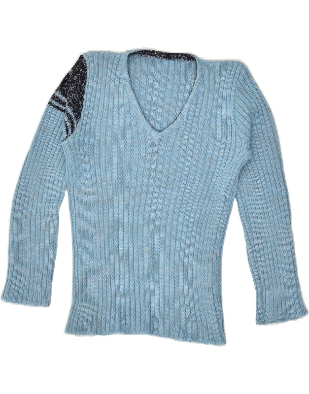 Exclusive Savings VINTAGE Womens V-Neck Jumper Sweater UK 4 XS Blue