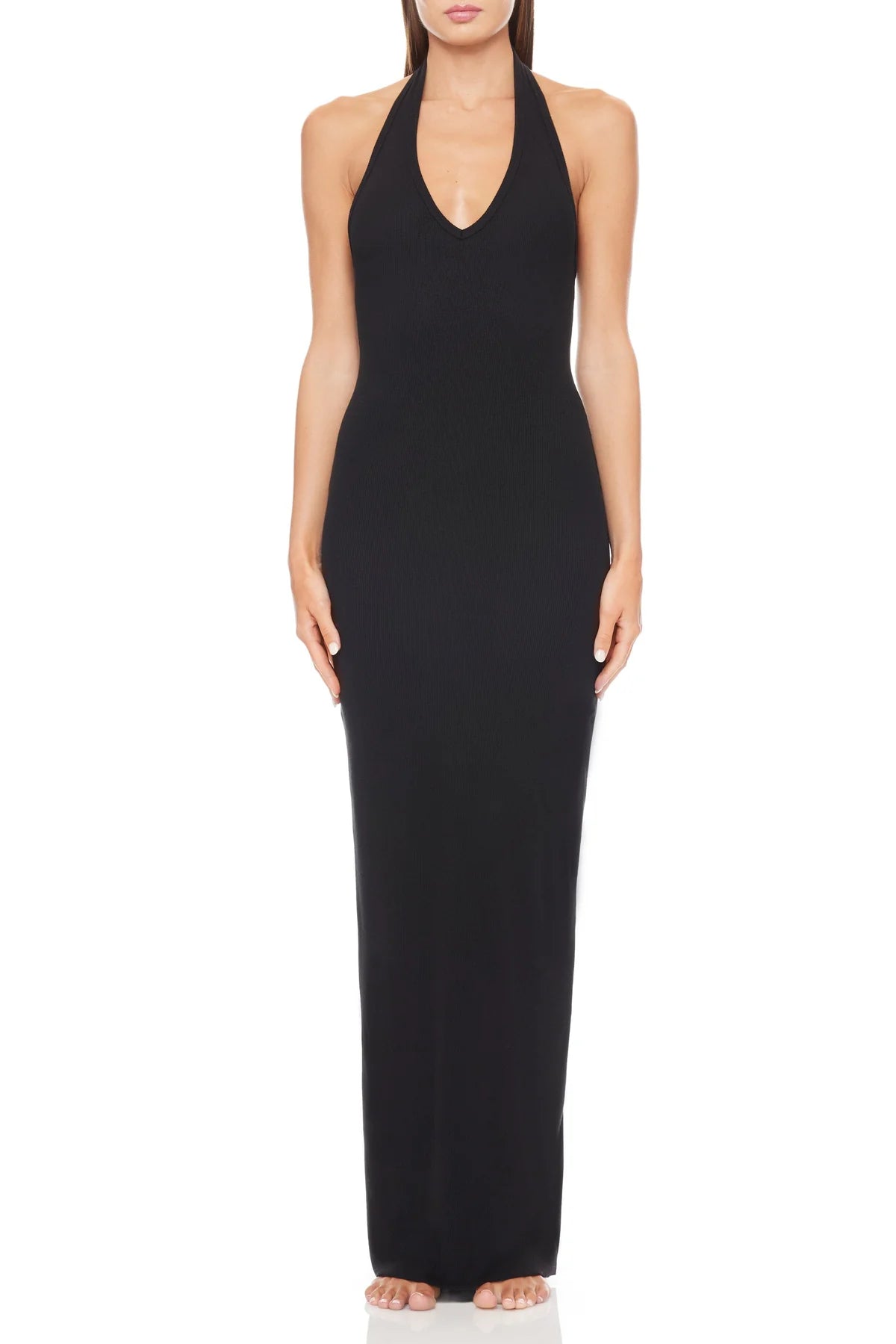 Year-End Clearance Eterne - Halter Maxi Dress - Black
