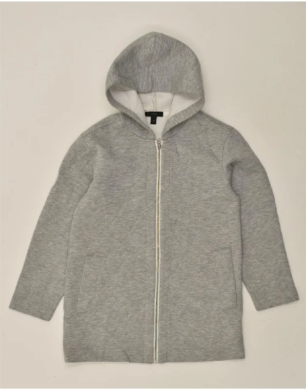Online Specials J. CREW Womens Loose Fit Longline Zip Hoodie Sweater UK 2 2XS Grey