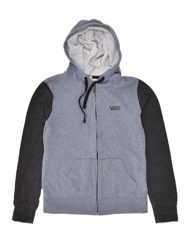 Early Bird Discount VANS Womens Zip Hoodie Sweater UK 6 XS Blue Colourblock Cotton