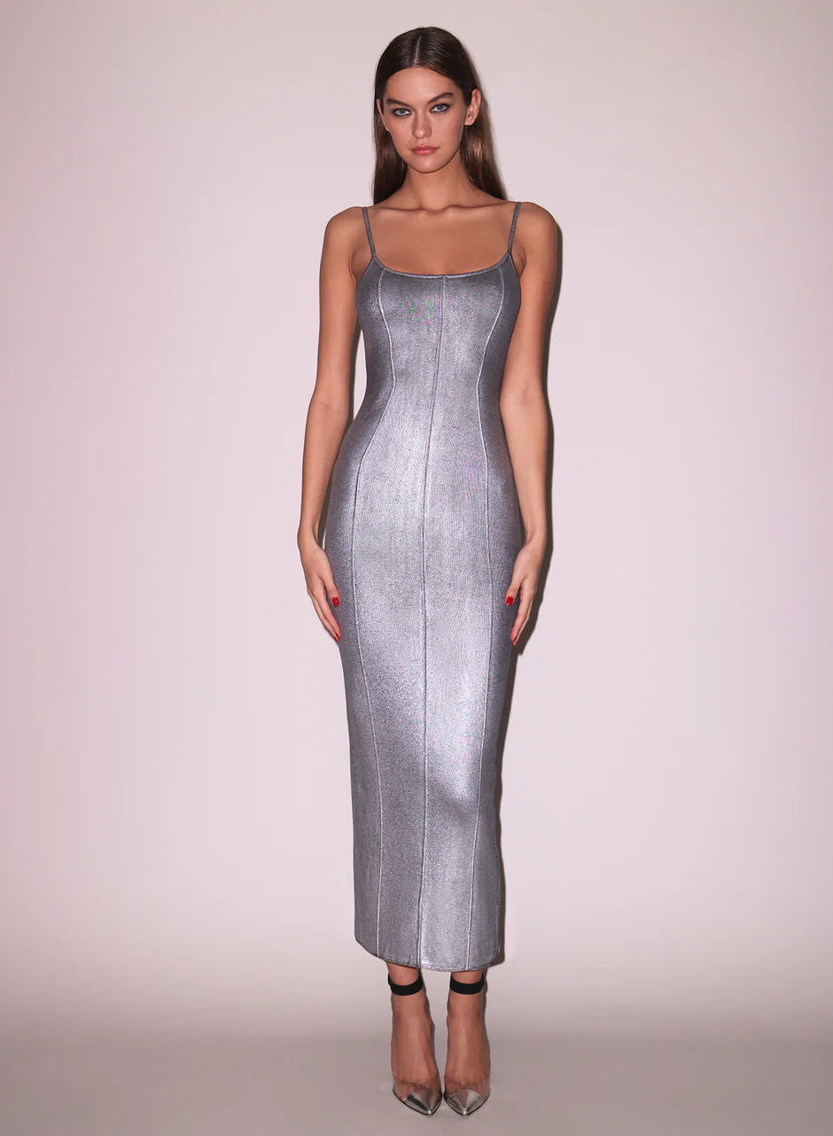 Instant Discount Fleur Du Mal - Flash Rib Dress - metallic gunmetal
