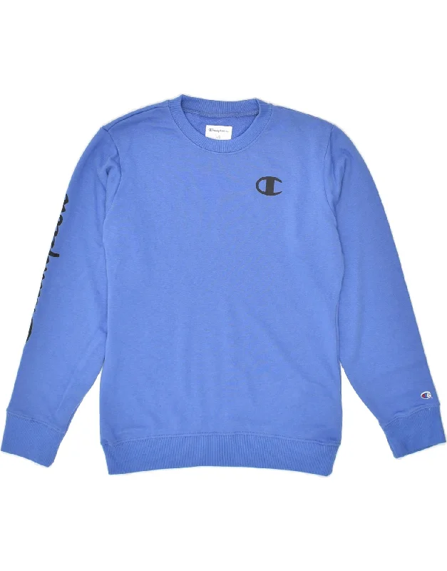 Big Discounts CHAMPION Womens Graphic Sweatshirt Jumper UK 16 Large Blue Cotton
