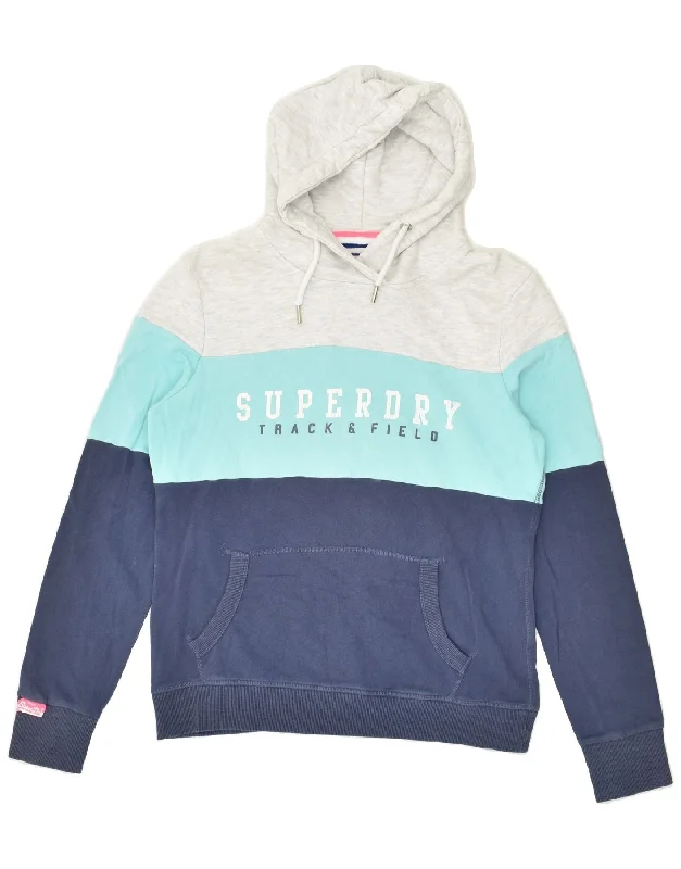 Sale Event SUPERDRY Womens Graphic Hoodie Jumper UK 14 Large Navy Blue Cotton