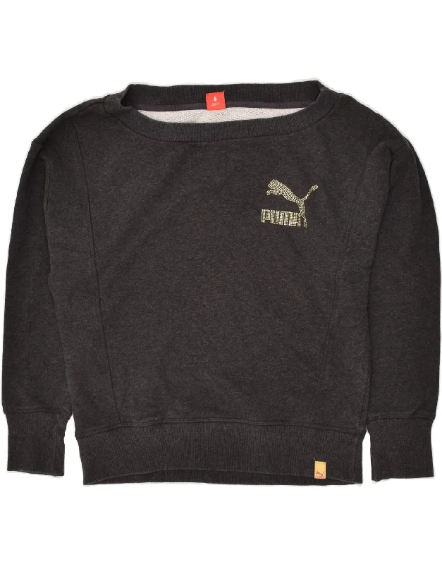 Weekend Flash Sale PUMA Womens Loose Fit Sweatshirt Jumper UK 14 Medium Grey Cotton