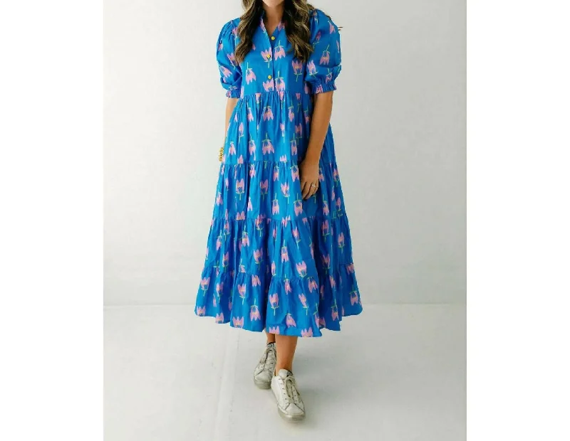 Big Discounts Poppy Tiered Kiki Maxi Dress In Blue