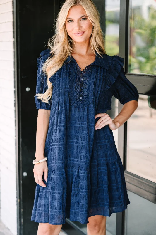 Reduced Prices All The Best Navy Blue Ruffled Dress