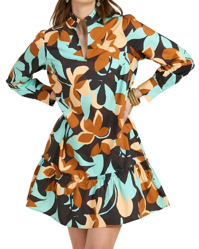 Online Only Lelah Cotton Dress In Butterscotch Floral