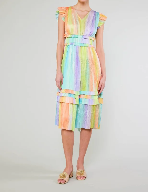 Best Bargains Summer Sunset Dress In Rainbow