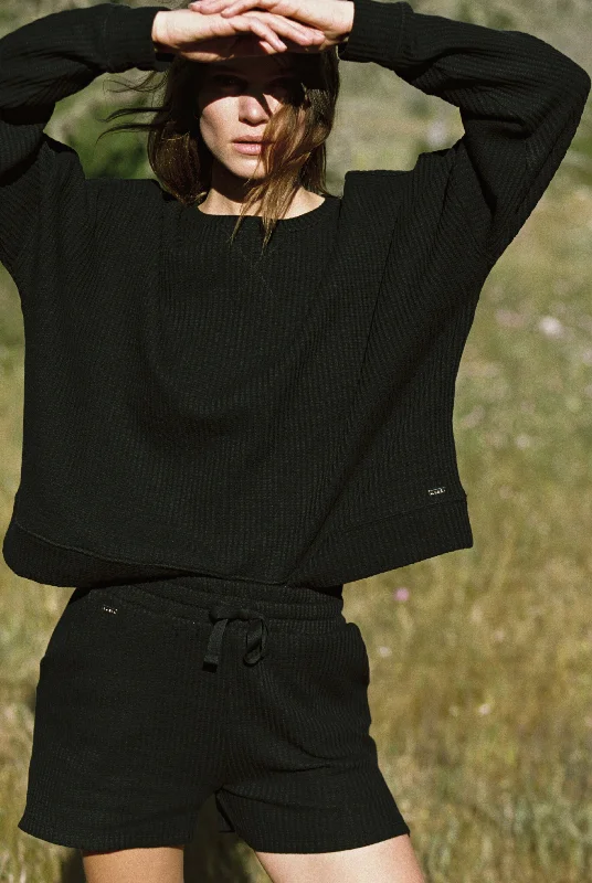 Flash Sale Relaxed fit structured sweater - Black