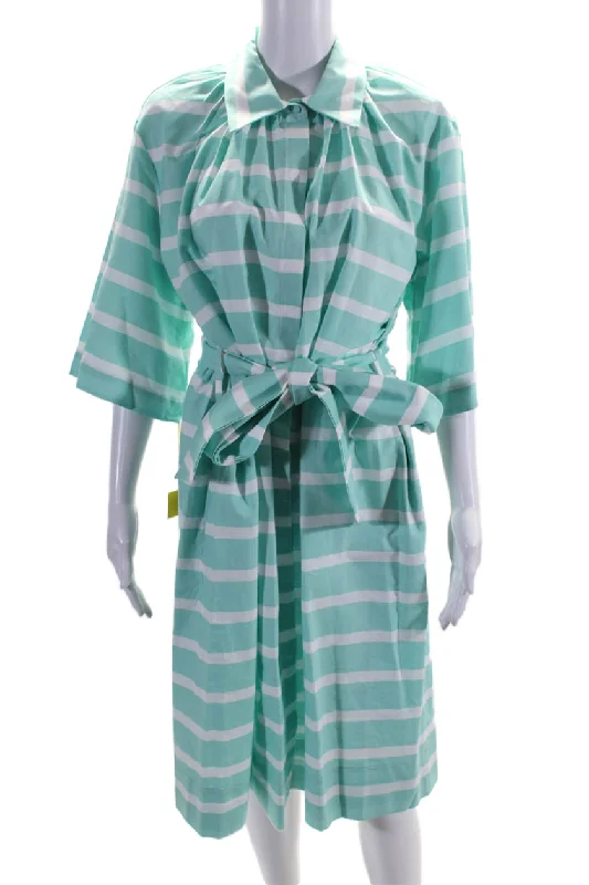 New Arrival Milva Mi Womens Cotton Striped Print Half Sleeve Midi Shirt Dress Blue New Arrival Milva Mi Womens Cotton Striped Print Half Sleeve Midi Shirt Dress Blue