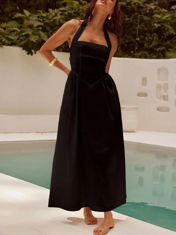 Buy More, Save More Devine Ruched Halter Neck Midi Dress