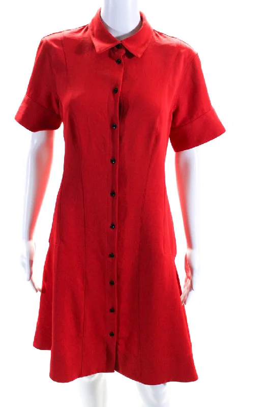 Take Advantage Proenza Schouler Womens Pique Short Sleeve Mini Polo Sheath Dress Red