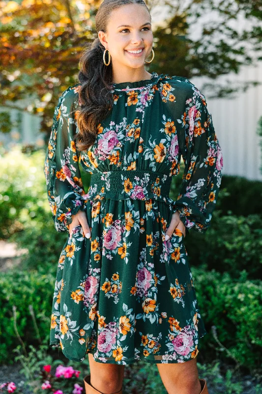 Loyalty Reward Love You Truly Green Floral Dress