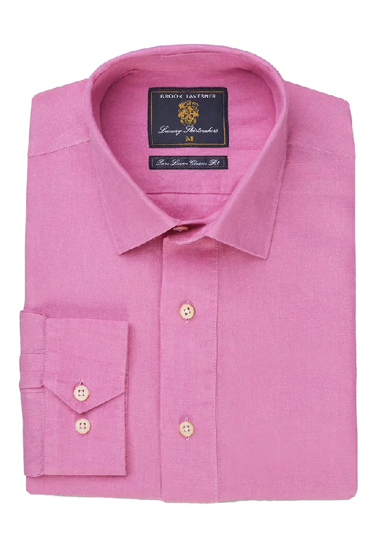 Midnight Sale Vivid Linen Long Sleeve Popover Shirt - Rose