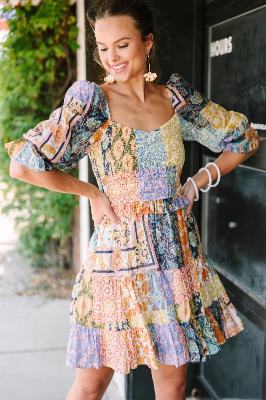 Friends and Family Sale Fate: Listen To Your Heart Rust Orange Mixed Print Dress