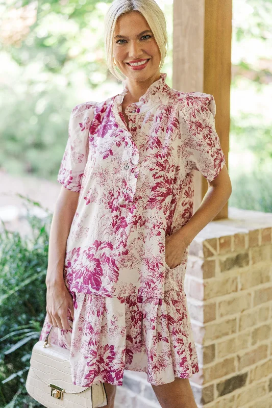 Doorbuster Deal Who You Are Magenta Toile Dress
