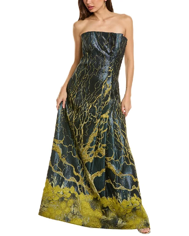 Crazy Savings Alberta Ferretti Embroidered Silk-Blend Gown