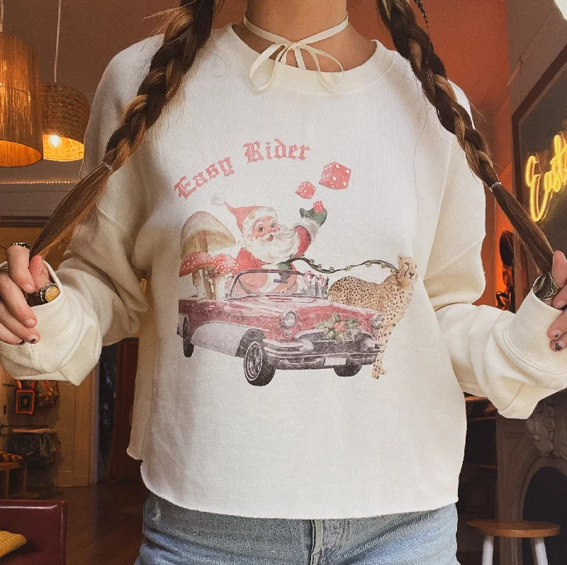 Overstock Sale Santa Easy Rider Cropped Sweatshirt