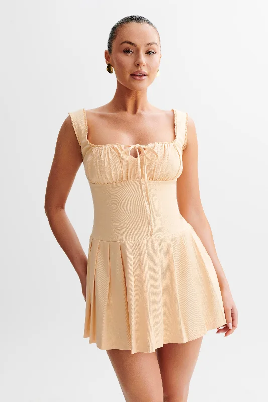 Savings Bonanza Donna Cotton Ruched Mini Dress - Peach