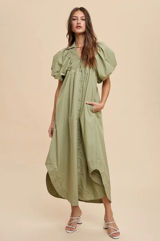 Best Seller Annie Wear Smocked Puff Sleeve Midi Dress