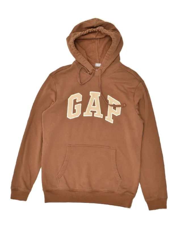 Instant Savings GAP Womens Graphic Hoodie Jumper UK 12 Medium Brown Cotton