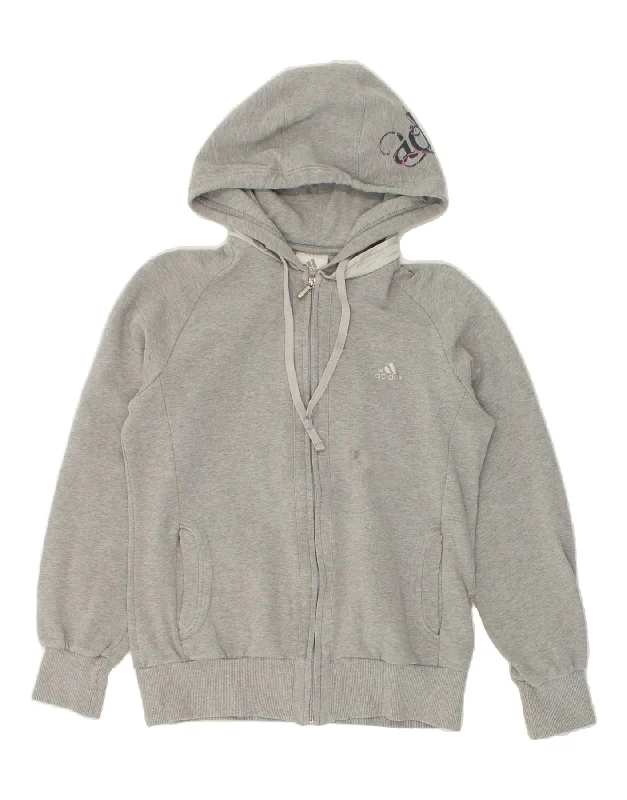 Limited Edition ADIDAS Womens Zip Hoodie Sweater UK 14 Medium Grey Cotton