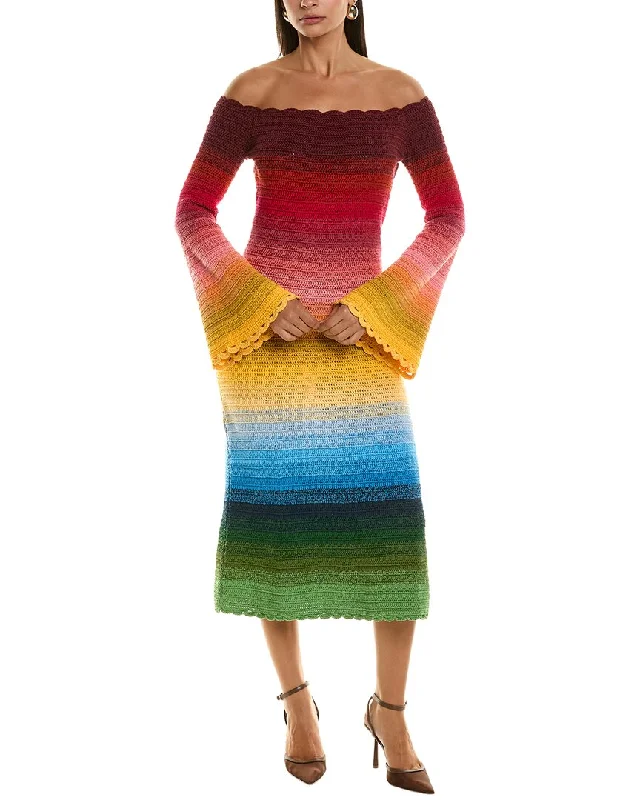 Clearance Sale Oscar de la Renta Rainbow Ombre Sweaterdress