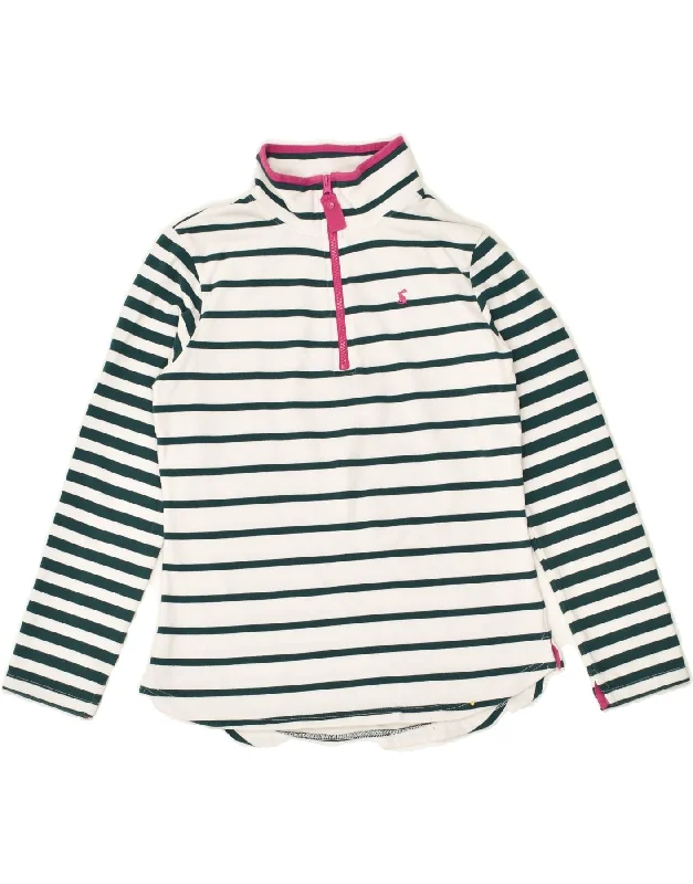 Deal Zone JOULES Womens Zip Neck Sweatshirt Jumper UK 10 Small  Green Striped Cotton