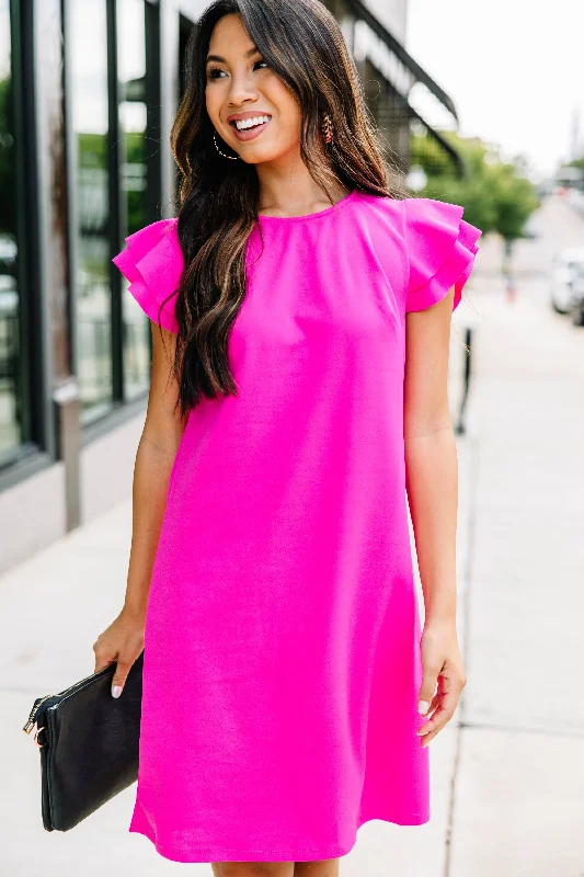 Deal Explosion Beauty Bound Magenta Purple Ruffled Sleeve Dress