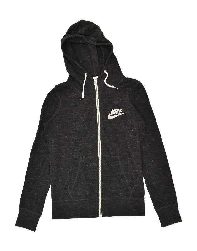 One-DAY Sale NIKE Womens Zip Hoodie Sweater UK 12 Medium Black